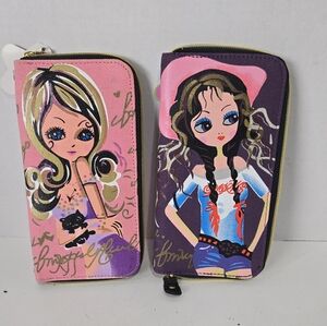 Big Eyes Girl Graphic Wallets - Pink and Purple